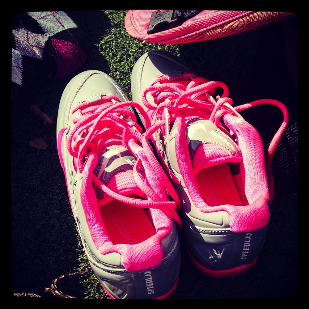 Cleats (gray and pink)