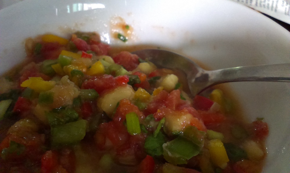 Spicy banana salsa in a bowl