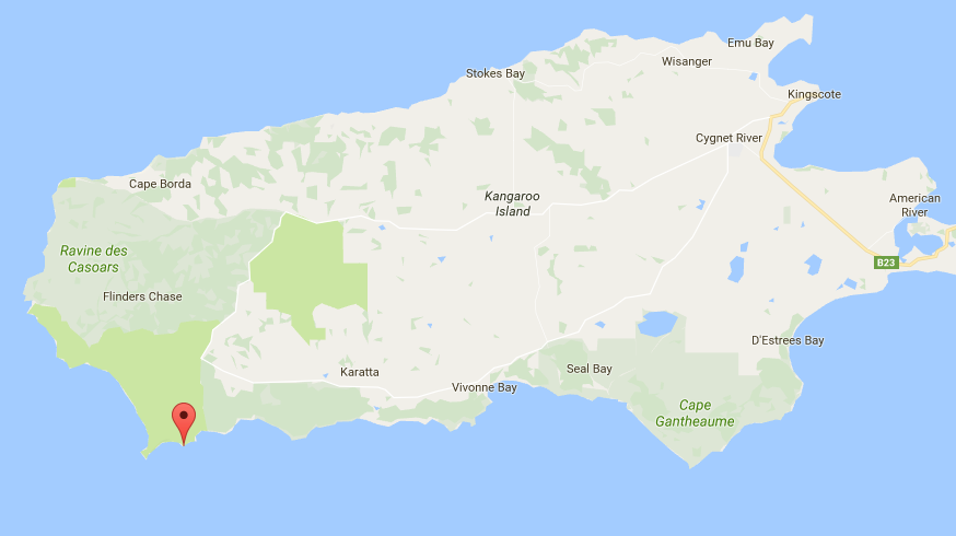 Map screenshot of Remarkable Rocks Kangaroo Island